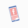 Smartphone icon showing Facebook, the most popular Social Media channel